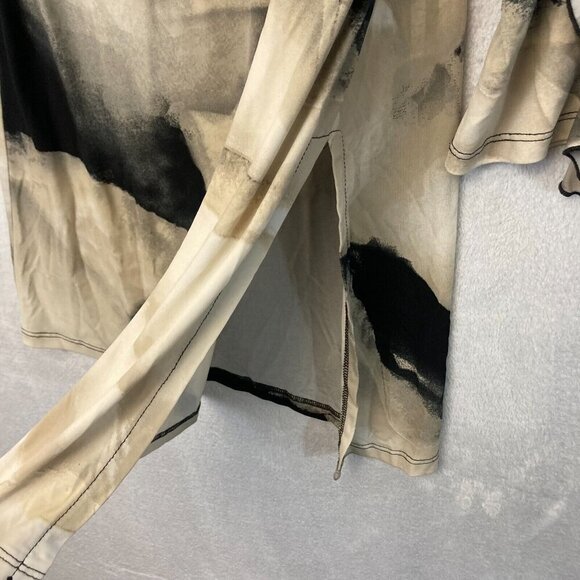 Clara Sun Woo Asymmetrical Ruffle Tunic Top Womens Small Stretch Abstract Shirt - Picture 10 of 12